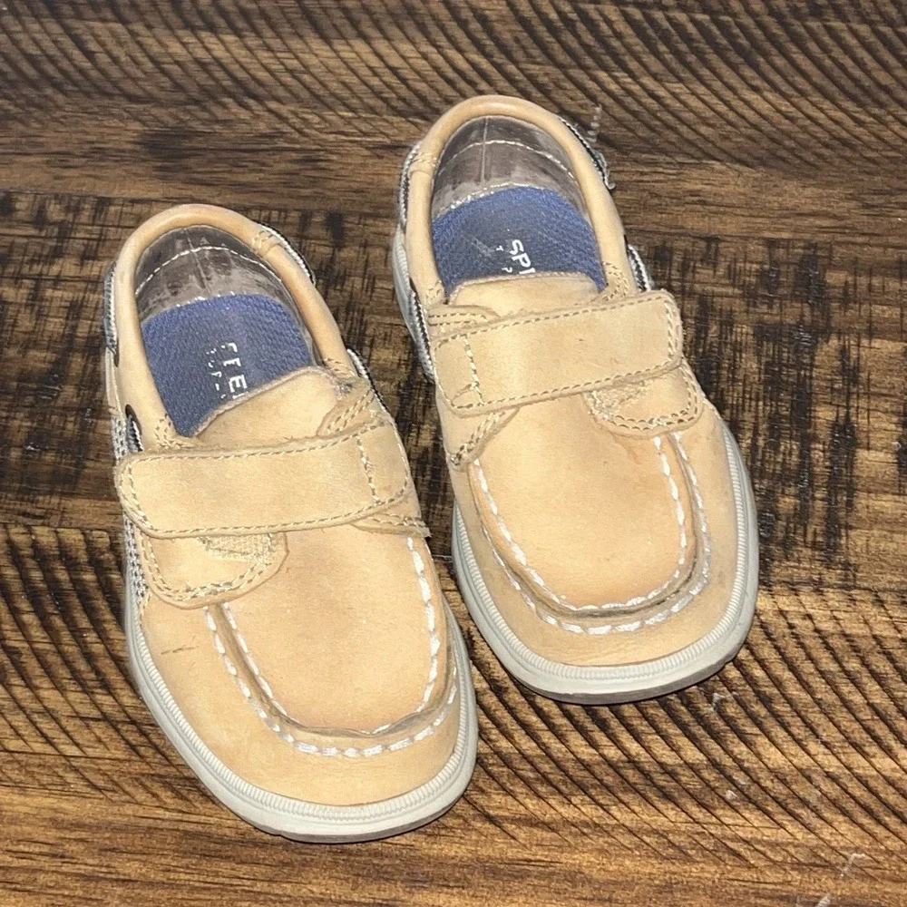 Sperry Top Sider Toddler Boys Boat Shoes‎ Sz 6 Tan Leather Loafers 6.5